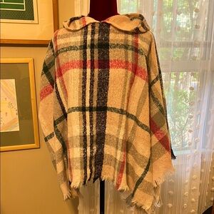 Cozy Hooded Plaid Poncho